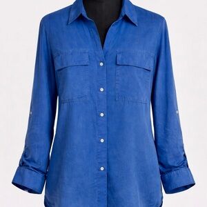 Aritzia Utility Button-Up Shirt in Royal Blue